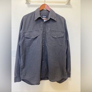 Vintage VERSACE JEANS Couture Button WESTERN Shirt Men XL Black Denim ITALY Y2K